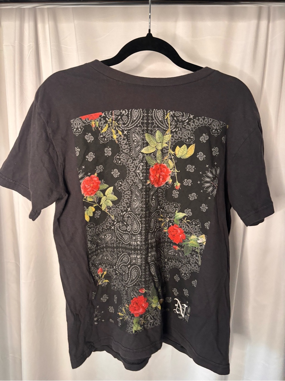 Neff Black Floral Bandana Graphic Tee